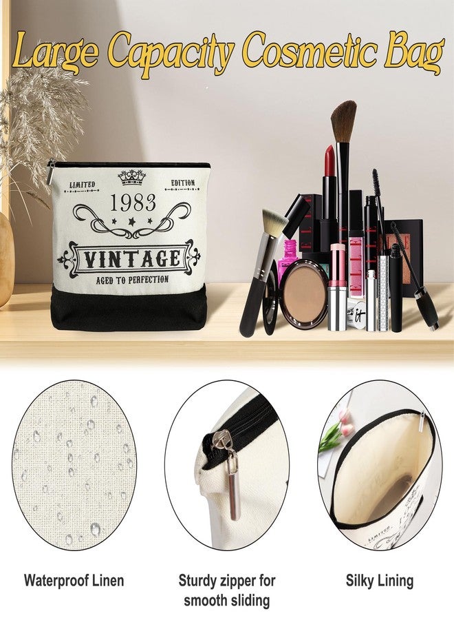 YeohJoy 42nd Birthday Gifts for Her Canvas Tote Bag Travel Gear, Unique 42 Years Old Birthday Gifts for Girlfriend Sister Friends Women, Vintage 1983 Handbag & Cosmetic Bag & Back in 1983 Poster - Image 3